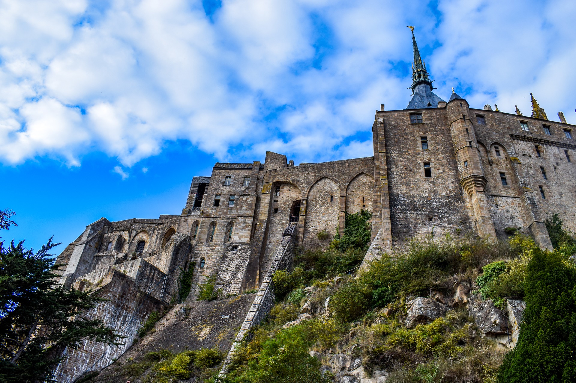 The Fortress Walls of Mont St. Michel